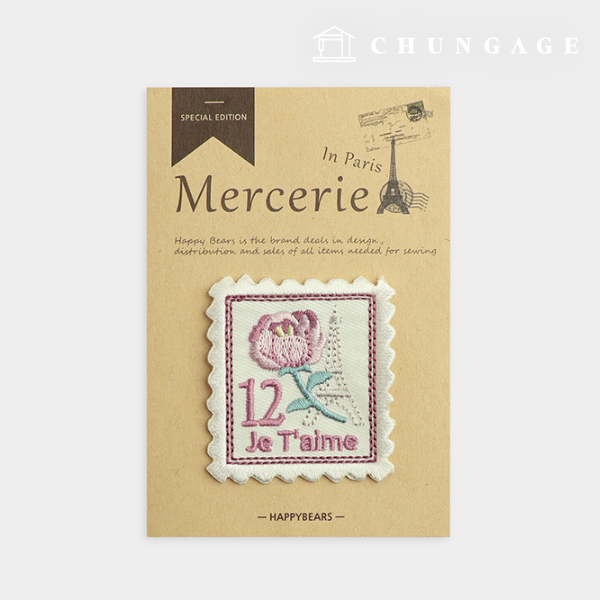 Heat Adhesive Wafen Vintage Flower Stamp Embroidery Pink 65661
