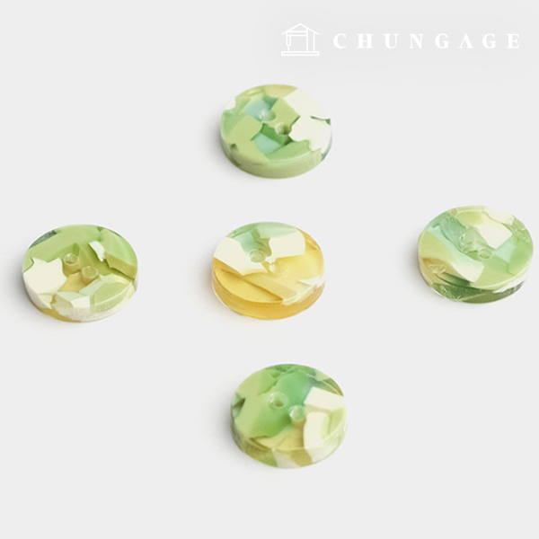Plastic Shirt Button Marble Color Mix 11.5mm Green 5pcs 66016