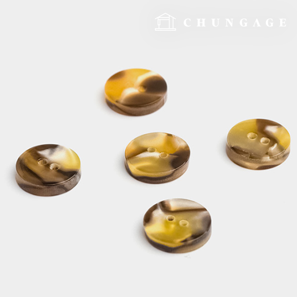 Plastic Shirt Button Marble Color Mix 11.5mm Brown 5pcs 66015
