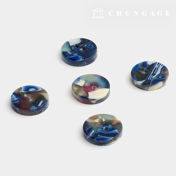 Plastic Shirt Button Marble Color Mix 11.5mm Blue 5pcs 66014