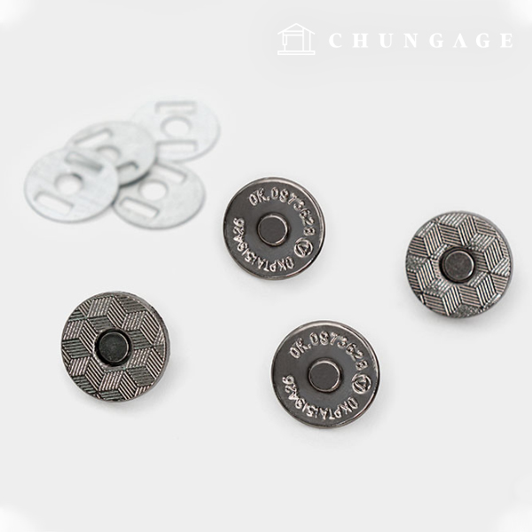 Magnetic Button Snap Button 14mm Slim Round Metal Grey 77165