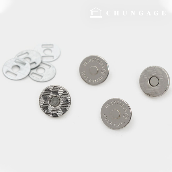 Magnetic Button Snap Button 14mm Slim Round Silver 77168