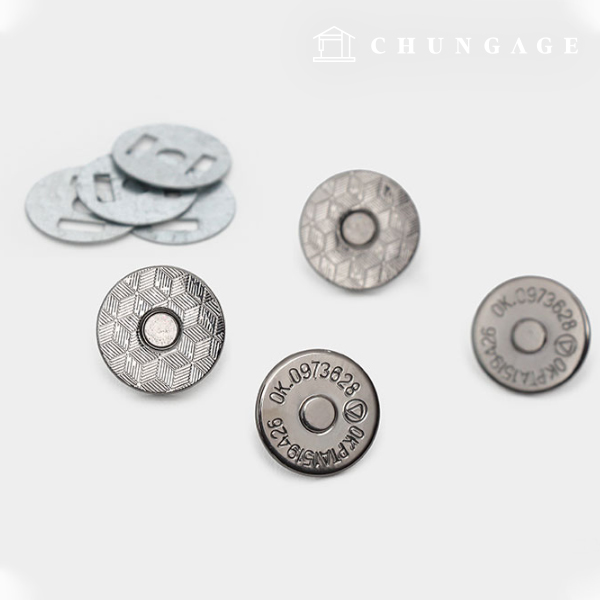 Magnetic Button Snap Button 18mm Slim Round Metal Grey 77161
