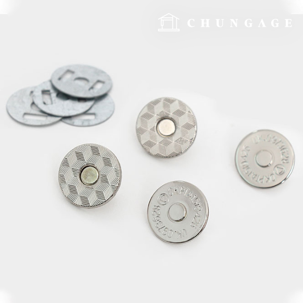 Magnetic Button Snap Button 18mm Slim Round Silver 77164