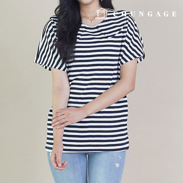 Patterns Women Stripe Gaori Kara T-shirt Clothes Making P1255