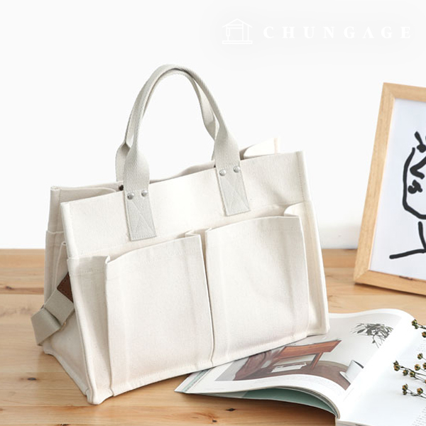 Patterns Eco Bag Plain canvas Two-pocket Bag Accessory Making P1239