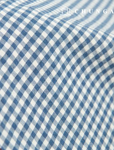 Fabric package Check 4mm scrap fabric cotton Washing Plain piece cloth Melan 3 types 022 Indigo