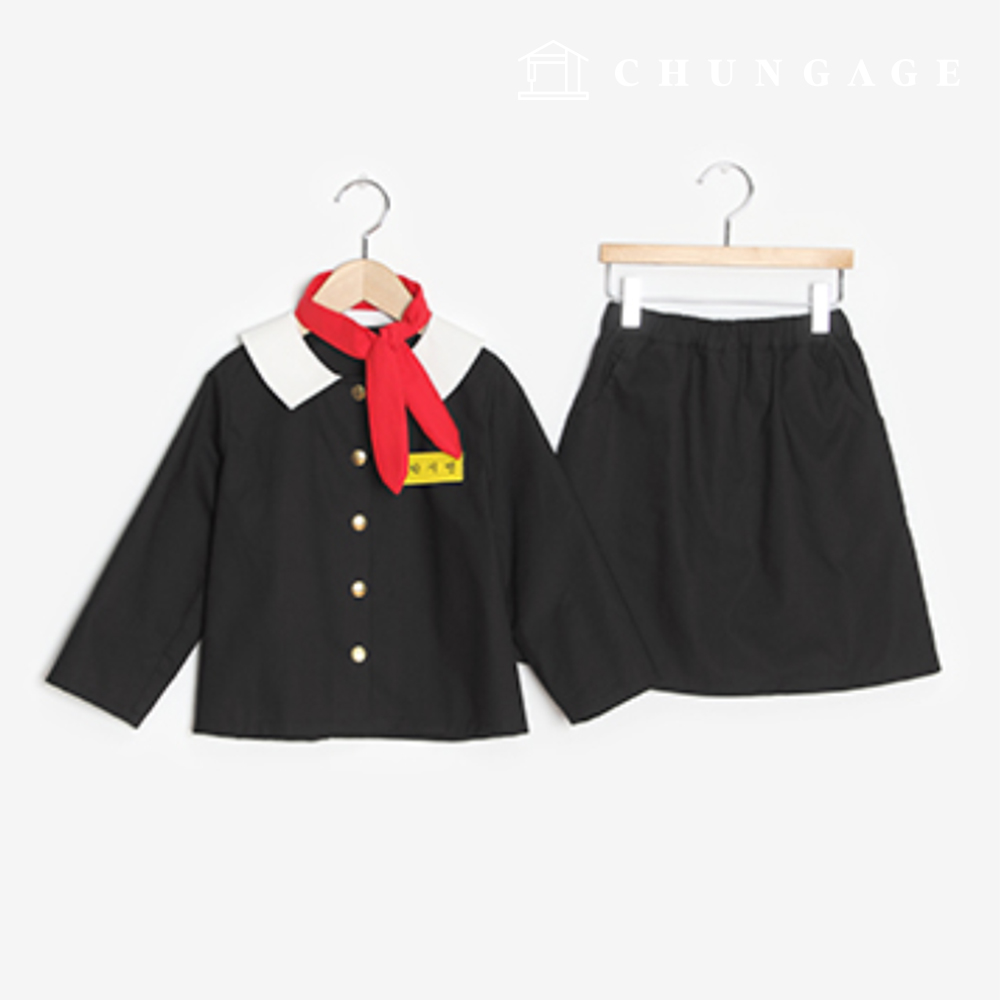 Patterns Children Retro Uniforms Skirt Set P1564