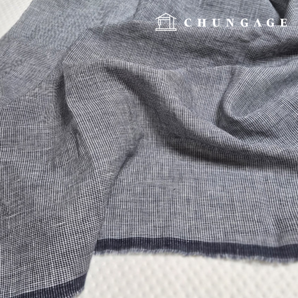 Linen Fabric Pure Linen Washing 40 count Wide Width Check Fabric Houndstooth Check Navy
