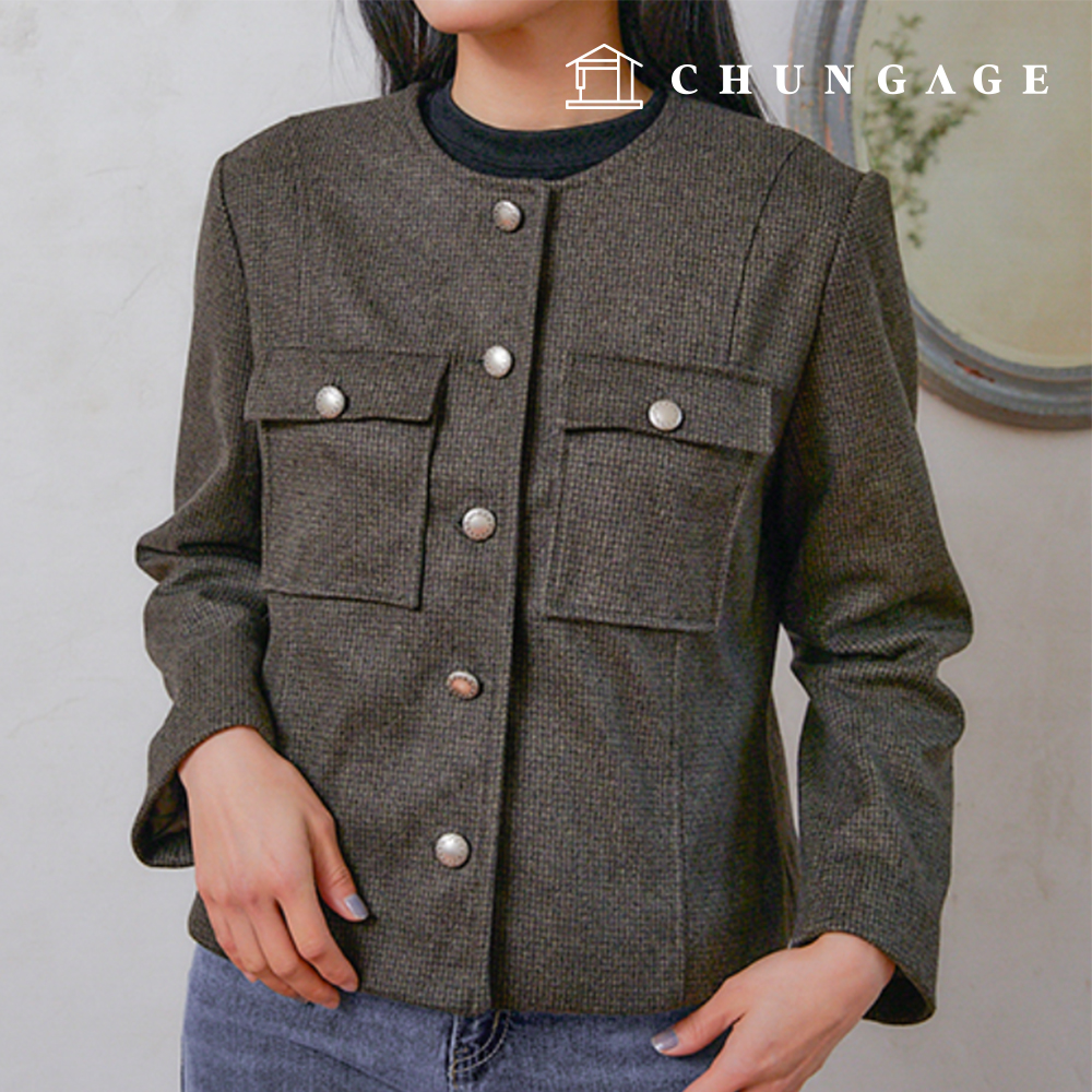 Patterns Women's Simple Short Round Neck Jacket How to Make Clothes P1757