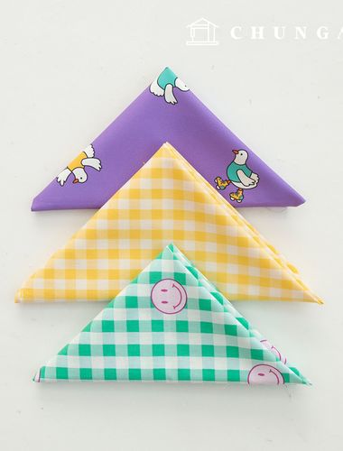 Fabric package Check scrap fabric smile animal duck cotton Yellow Green Purple 3 types of scrap fabric 147