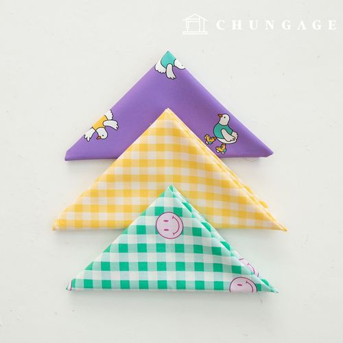 Fabric package Check scrap fabric smile animal duck cotton Yellow Green Purple 3 types of scrap fabric 147