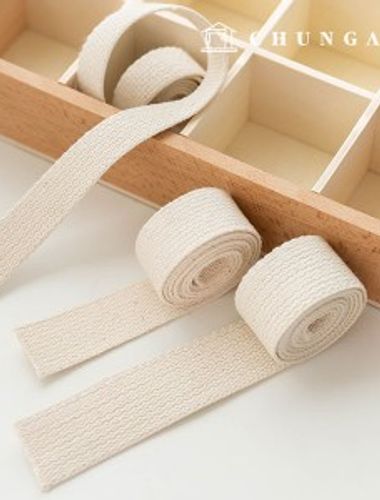 Cotton Woven Strap Eco Bag Webbing Strap 20mm Natural