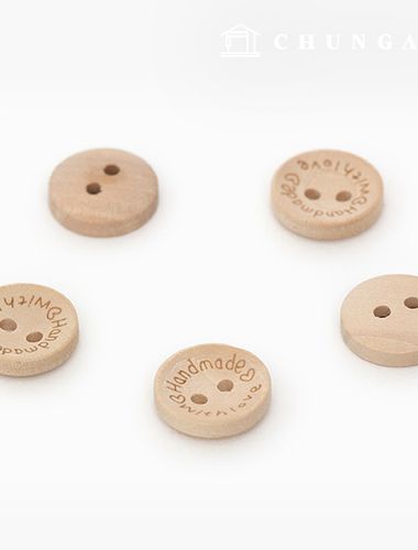 Vintage Wood Coat Bag Props Wooden Button Handmade With Love Natural 82712