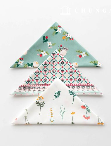 Fabric package Flower scrap fabric floral check fabric Doll puppy clothes making 3 types 197