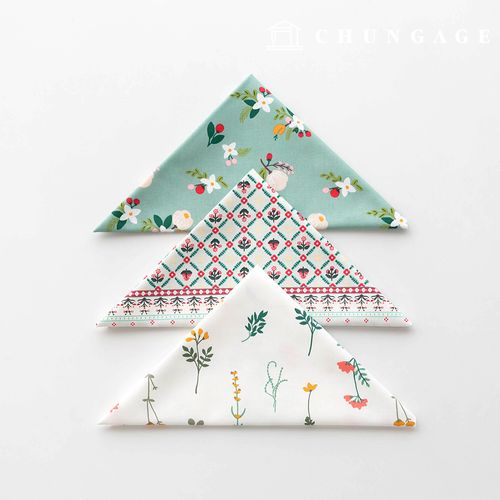 Fabric package Flower scrap fabric floral check fabric Doll puppy clothes making 3 types 197