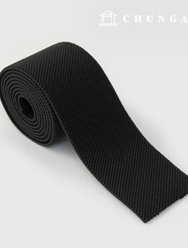 Pants Elastic Waist Elastic Band 40mm Diagonal Black 53411