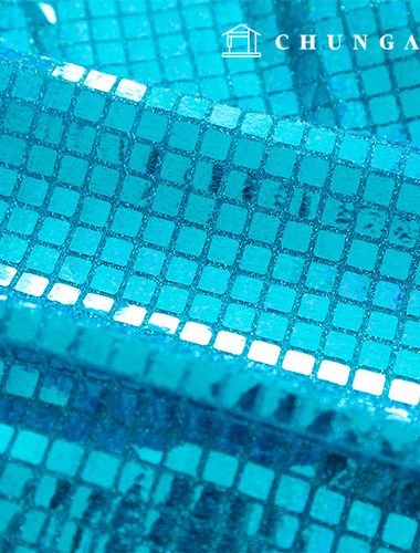 Square Sequin Fabric Glitter Fabric Stage Dress Party Fabric Bijou Hologram Sky