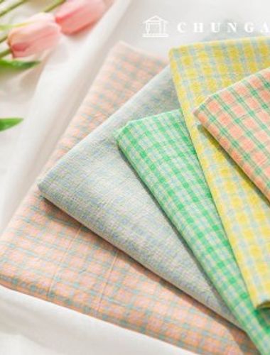 cotton fabric Melange yarn-dyed Washing cotton30 count Check Fabric Wide Width Vintage pastel melody 5 types