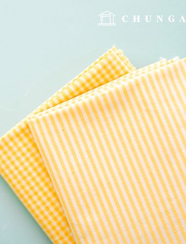 Check Fabric cotton Melange pre-dyed check fabric Stripe 4mm petit milk Yellow 1 yard