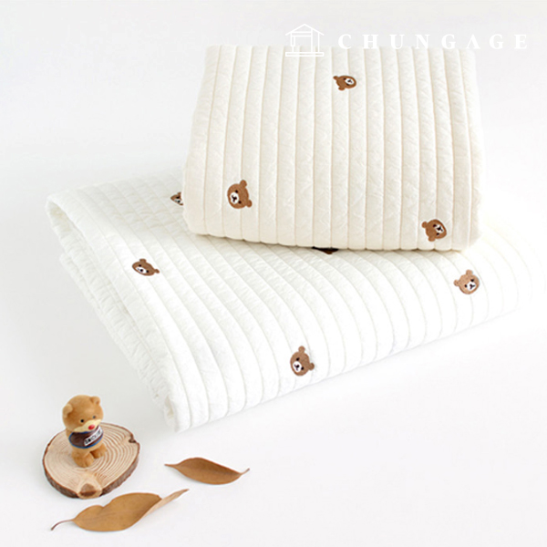 Quilted Fabric High-density Washing cotton Embroidery Line Quilting 100 count Wide Width Teddy Bear My Bear 2 types