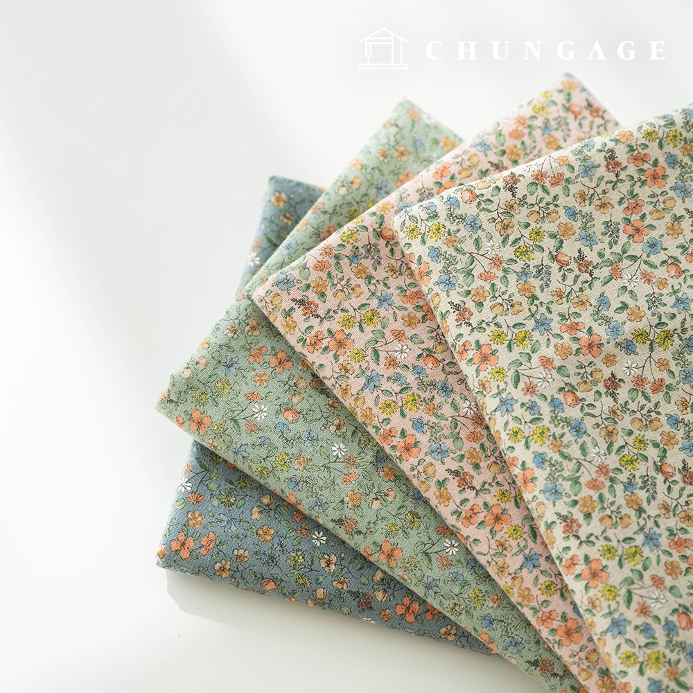 Linen fabric cotton linen cloth Vintage floral flower wide width 11 count fabric fold down 4 types