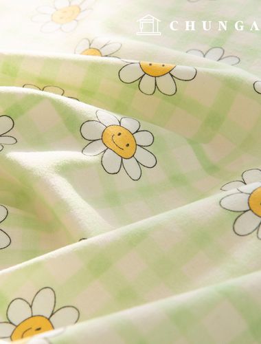 Cotton napping microfiber fleece fabric Winter floral Flower Check Fabric Happy Check