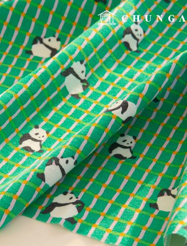 Cotton napping microfiber fleece fabric Winter Check animal fabric 20 count Hello Panda