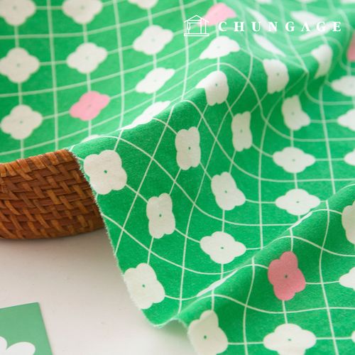 Cotton napping microfiber fleece fabric Winter floral check fabric 20 count Loco Moco