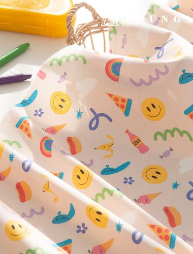 Cotton napping microfiber fleece fabric Winter 20 count Fabric Smiley