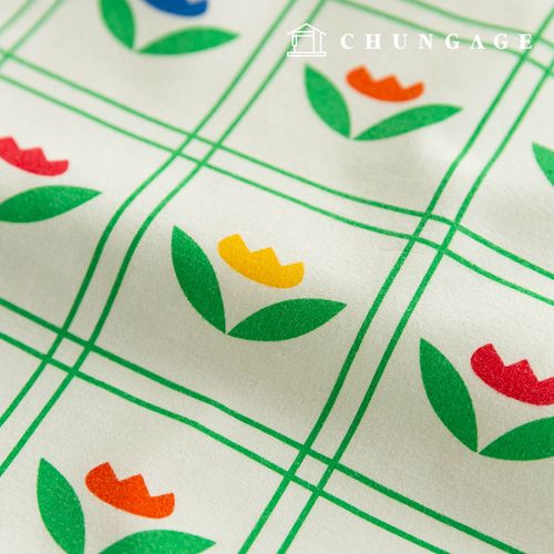 Cotton napping microfiber fleece fabric Winter Flower Check Fabric 20 count Maison Tulip