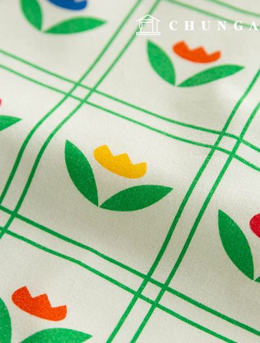 Cotton napping microfiber fleece fabric Winter Flower Check Fabric 20 count Maison Tulip