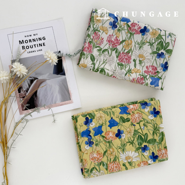 15-count bio-washed linen fabric, Flower Wide Width, Floral Breeze, 2 types