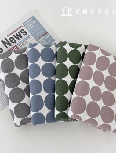 15-count bio-washed linen fabric, dot fabric, wide width, modern circle, 4 types
