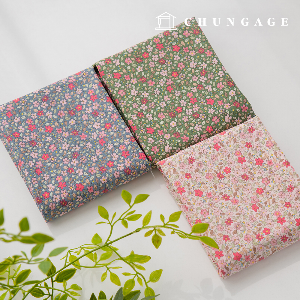 Cotton fabric flower pattern 20 count wide width peach noir 3 types