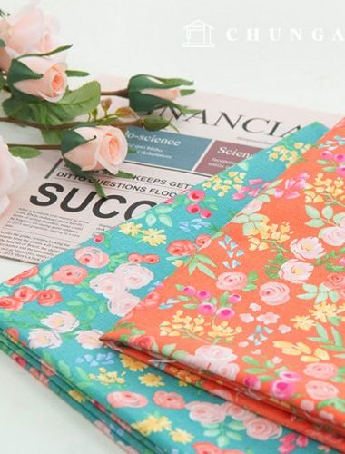 Cotton Fabric Oxford Floral Pattern Flower Fabric 20 count Lovely Rose 2 types
