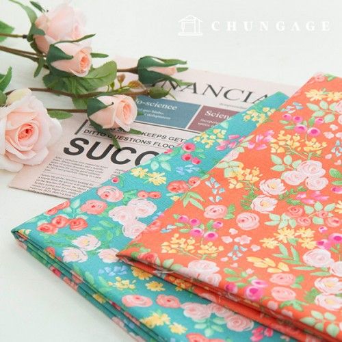 Cotton Fabric Oxford Floral Pattern Flower Fabric 20 count Lovely Rose 2 types