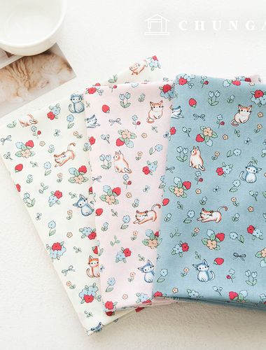 Cotton Fabric Flower Pattern Cat Fabric 20 count Wide Width Cat Flower 3 types