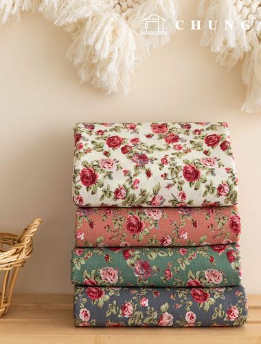 Cotton fabric flower pattern Flower Fabric 20 count Wide Width Antique Rose 4 types