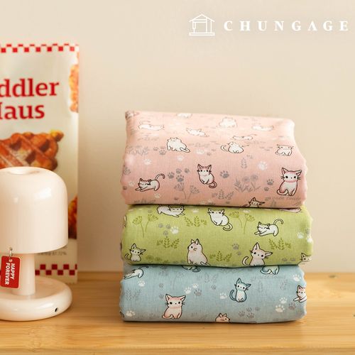 Cotton Animal Cat Fabric 20 count Wide Width Miya Yong 3 types