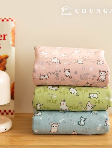 Cotton Animal Cat Fabric 20 count Wide Width Miya Yong 3 types