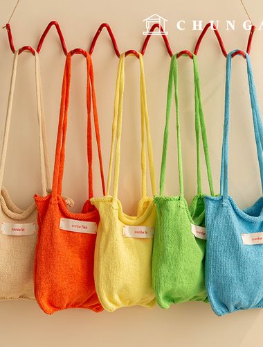 Knit Mini Handbag Knit Bag Wrist Bag Tote Bag Plain Player 5 Types