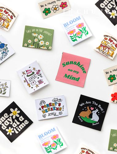 Cotton Labels Double-Sided Handmade Woven Labels Flower Animal 2 Pack
