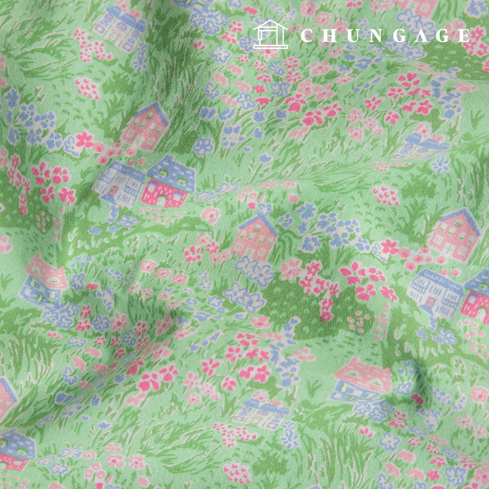 Cotton napping microfiber fleece fabric Winter 20 count floral flower fabric Garden Village