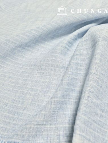 Gauze fabric cotton Washing Sky Blue Stripe Herringbone 2 types