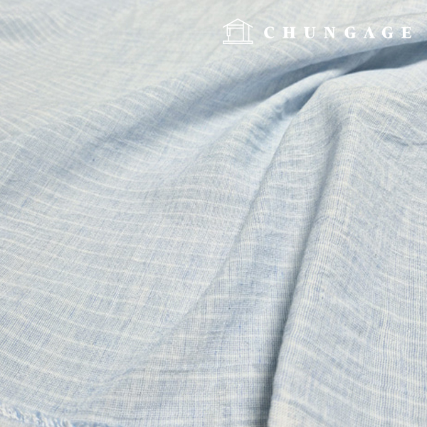Gauze fabric cotton Washing Sky Blue Stripe Herringbone 2 types