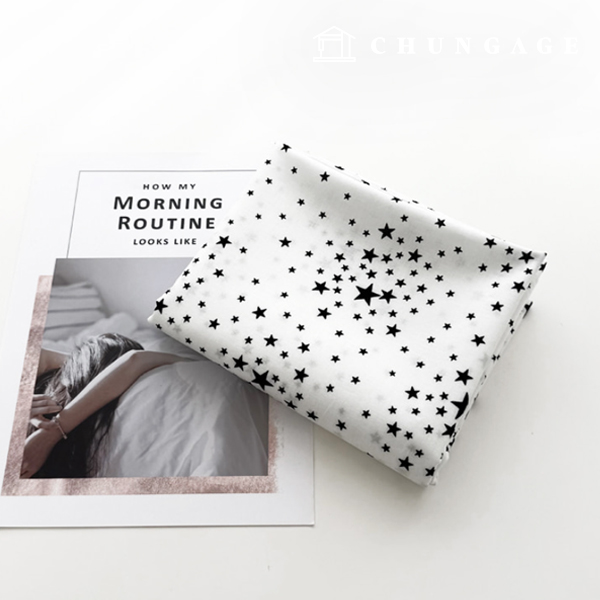 20 count patterned cotton fabric Black Star