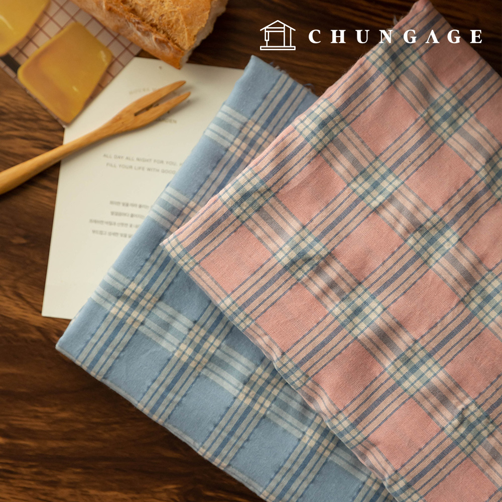 Check Fabric cotton pre-dyed Washing Ripple Fabric Wide Width Shabet Love 2 types