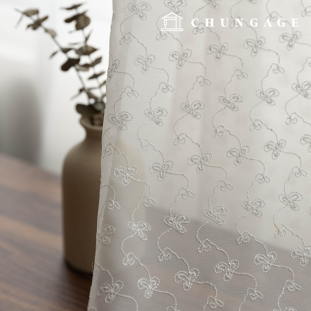 Chiffon fabric, poly fabric, flower pattern, wide width veil, 2 types