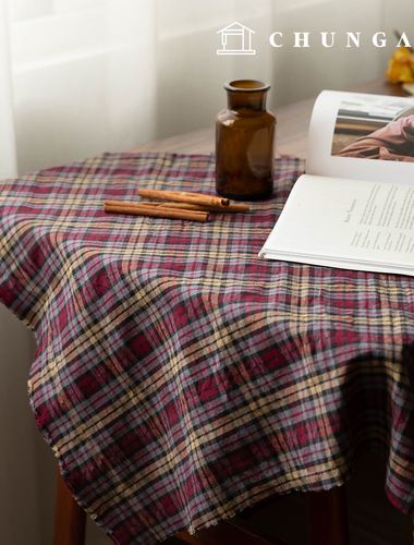 Cotton napping, ultra-fine yarn, check patterns, fabric, wide width, madras, 5 types